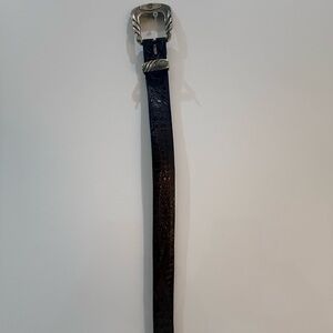 LUCCHESE ULTRA BELLY CAIMAN - Men's Sienna Dark Brown Leather Belt